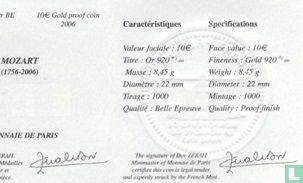 Frankrijk 10 euro 2006 (PROOF) "250th anniversary Birth of Wolfgang Amadeus Mozart" - Afbeelding 3