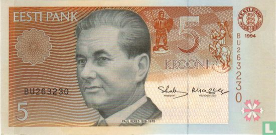 Estonia 5 Krooni 1994 - Image 1