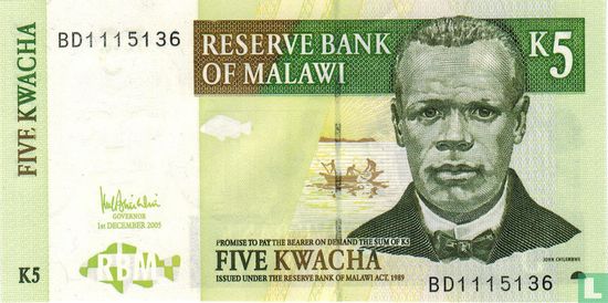 Malawi 5 Kwacha 2005 - Afbeelding 1