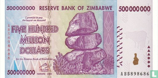 Zimbabwe 500 Million Dollars 2008 - Afbeelding 1