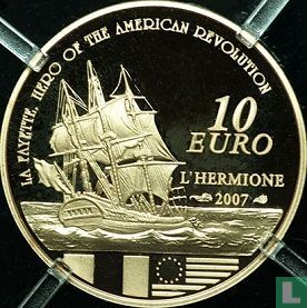 France 10 euro 2007 (PROOF) "250th anniversary Birth of Gilbert du Motier de La Fayette" - Image 1