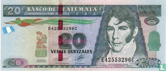 Guatemala 20 Quetzales  - Afbeelding 1