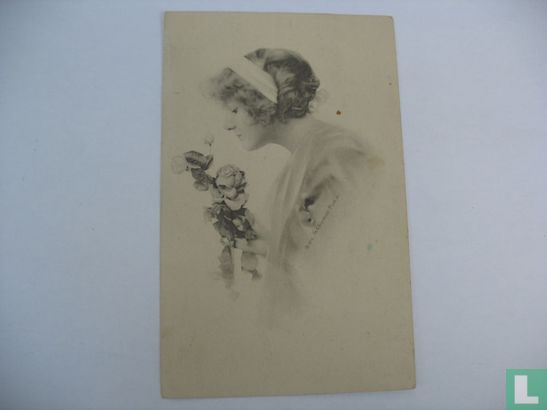 Vrouw met roos - Afbeelding 1