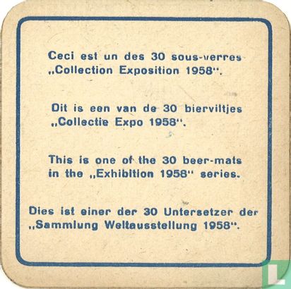 Allemagne Ober, ein Vichy Etat / Dit is een van de 30 bierviltjes "Collectie Expo 1958". - Afbeelding 2