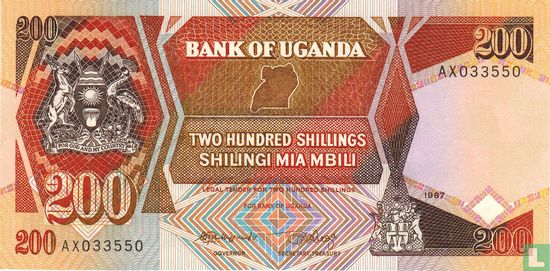 Uganda 200 Shillings 1987 - Image 1