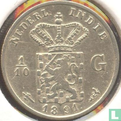 Indes néerlandaises 1/10 gulden 1891 - Image 1