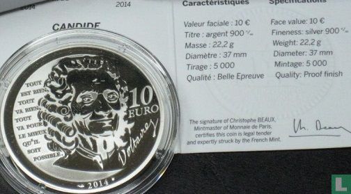 Frankreich 10 Euro 2014 (PP) "Heroes of the French literature - Candide" - Bild 3