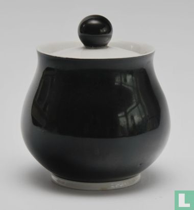Suikerpot Wilma Zwart-wit (zwarte knop) - Afbeelding 1