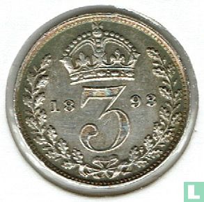 United Kingdom 3 pence 1893 - Image 1
