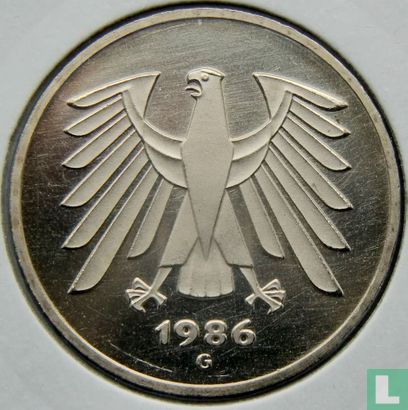 Allemagne 5 mark 1986 (G) - Image 1