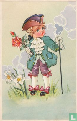 Kinderkaart jongen met roos
