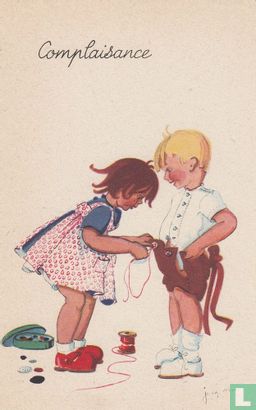 Kinderkaart meisje maakt broek