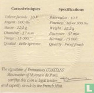 France 10 francs - 1½ euro 1997 (PROOF) "The little dancer by Degas" - Image 3