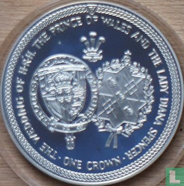 Insel Man 1 Crown 1981 (PP - Silber) "Royal Wedding of Prince Charles and Lady Diana - coats of arms" - Bild 2
