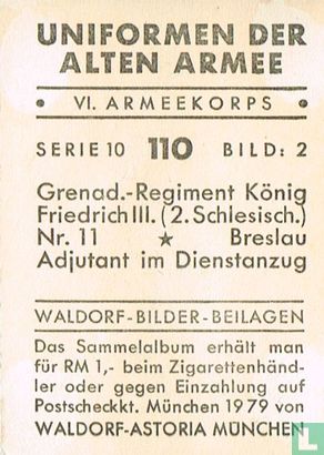 Grenad.-Regiment König Friedrich III. (2.Schlesisch.) Nr. 11 * Breslau Adjutant im Dienstanzug - Afbeelding 2
