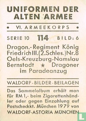 Dragon.-Regiment König Friedrich III. (2.Schles.) Nr. 8 Oels-Kreuzburg-Namslau Bernstadt * Dragoner im Paradeanzug - Afbeelding 2