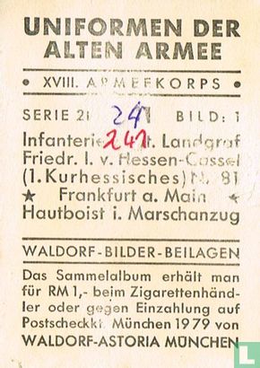 Infanterie-Rgt. Landgraf Friedr. I. v. Hessen-Cassel (1. Kurhessisches) Nr. 81 * Frankfurt a. Main * Hautboist i. Marschanzug - Afbeelding 2