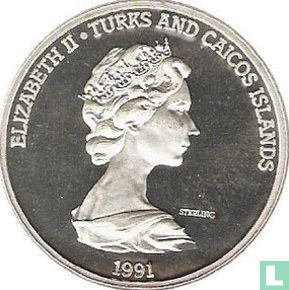 Turks- en Caicoseilanden 20 crowns 1991 (PROOF) "500th anniversary of Columbus' discovery of the New World - Ships set sail" - Afbeelding 1