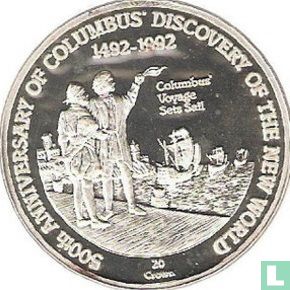 Turks and Caicos Islands 20 crowns 1991 (PROOF) "500th anniversary of Columbus' discovery of the New World - Ships set sail" - Image 2
