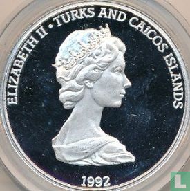 Turks and Caicos Islands 20 crowns 1992 (PROOF) "500th anniversary of Columbus' discovery of the New World - Columbus' crew sights land" - Image 1