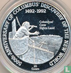 Îles Turques et Caïques 20 crowns 1992 (BE) "500th anniversary of Columbus' discovery of the New World - Columbus' crew sights land" - Image 2