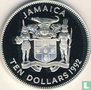Jamaica 10 dollars 1992 (PROOF) "500th anniversary of Columbus arrival in the New World" - Image 1