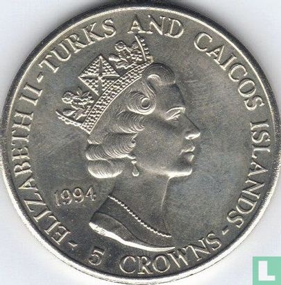 Turks- en Caicoseilanden 5 crowns 1994 "50th anniversary Normandy Landing - Eisenhower" - Afbeelding 1