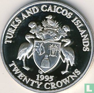 Turks- en Caicoseilanden 20 crowns 1995 (PROOF) "50th anniversary End of World War II - planes" - Afbeelding 1