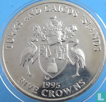 Turks and Caicos Islands 5 crowns 1995 "50th anniversary End of World War II - planes" - Image 1