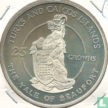 Turks- en Caicoseilanden 25 crowns 1978 (PROOF) "25th anniversary of the Coronation of Elizabeth II - Yale of Beaufort" - Afbeelding 2