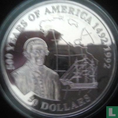 Cook-Inseln 50 Dollar 1993 (PP) "500 years of America - George Vancouver" - Bild 2