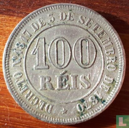Brazil 100 réis 1878 - Image 2
