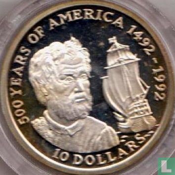 Cook Islands 10 dollars 1990 (PROOF) "500 years of America - Amerigo Vespucci" - Image 2