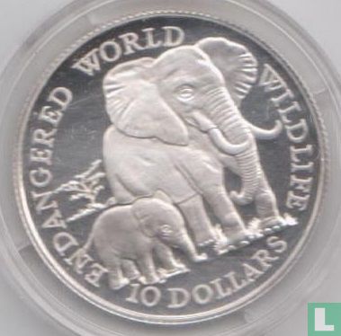 Cookeilanden 10 dollars 1990 (PROOF) "African Elephants" - Afbeelding 2