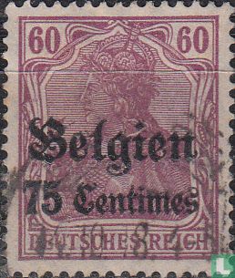 Deutsch Briefmarken mit Aufdruck „Belgien“