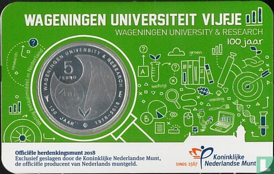 Nederland 5 euro 2018 (coincard - UNC) "100 years Wageningen University" - Afbeelding 1
