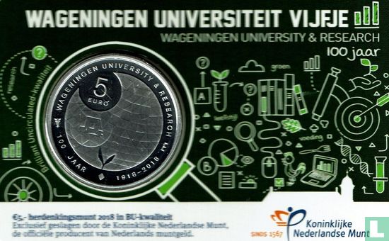 Niederlande 5 Euro 2018 (Coincard - BU) "100 years Wageningen University" - Bild 1