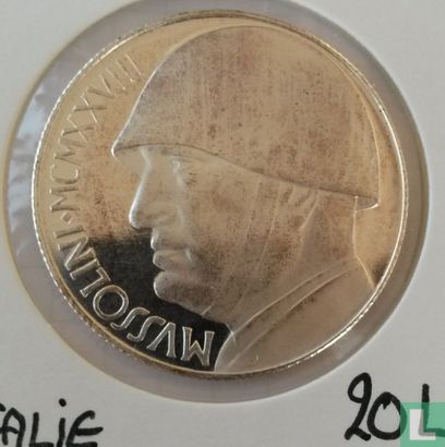 Mussolini 20 Lire 1928 - Afbeelding 1