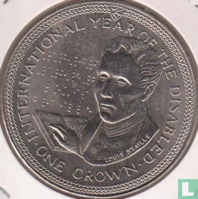 Isle of Man 1 crown 1981 (copper-nickel) "International Year of the disabled - Louis Braille" - Image 2