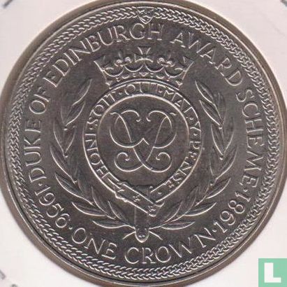 Man 1 crown 1981 (koper-nikkel) "25th anniversary Duke of Edinburgh Award Scheme - monogram" - Afbeelding 2