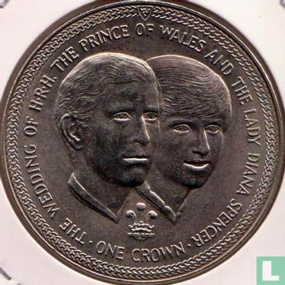 Île de Man 1 crown 1981 (cuivre-nickel) "Royal Wedding of Prince Charles and Lady Diana - portraits" - Image 2