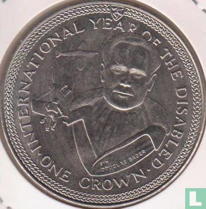 Isle of Man 1 crown 1981 (copper-nickel) "International Year of the disabled - Sir Douglas Bader" - Image 2