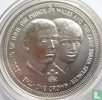 Île de Man 1 crown 1981 (argent) "Royal Wedding of Prince Charles and Lady Diana - portraits" - Image 2