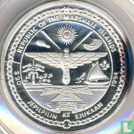 Marshall Islands 20 dollars 1994 (PROOF) "25th anniversary First Men on the Moon" - Image 2