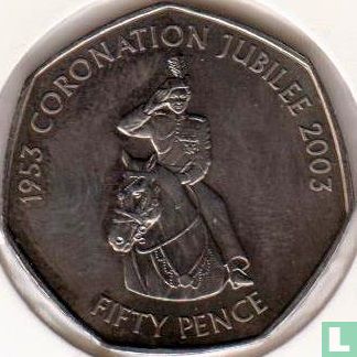 Guernsey 50 Pence 2003 "50 years Coronation of Queen Elizabeth II - Queen on horseback" - Bild 2