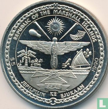 Marshall Islands 5 dollars 1990 "100th anniversary Birth of Dwight David Eisenhower" - Image 1
