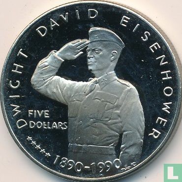 Marshalleilanden 5 dollars 1990 "100th anniversary Birth of Dwight David Eisenhower" - Afbeelding 2