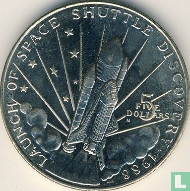 Marshalleilanden 5 dollars 1988 (met M) "Launch of Space Shuttle Discovery" - Afbeelding 1