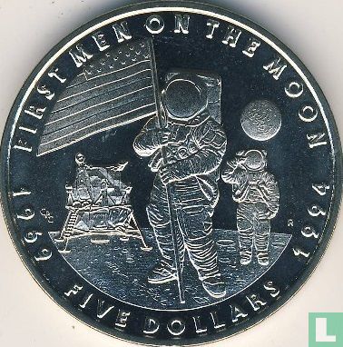 Marshallinseln 5 Dollar 1994 "25th anniversary First Men on the Moon" - Bild 1