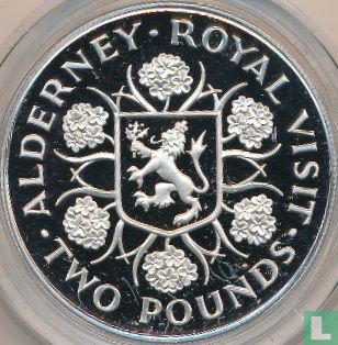Alderney 2 pounds 1989 (PROOF - zilver) "Royal Visit" - Afbeelding 2